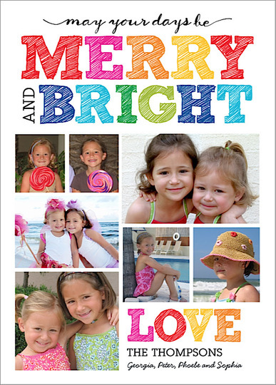 Bright Scribbles Flat Holiday Photo Cards